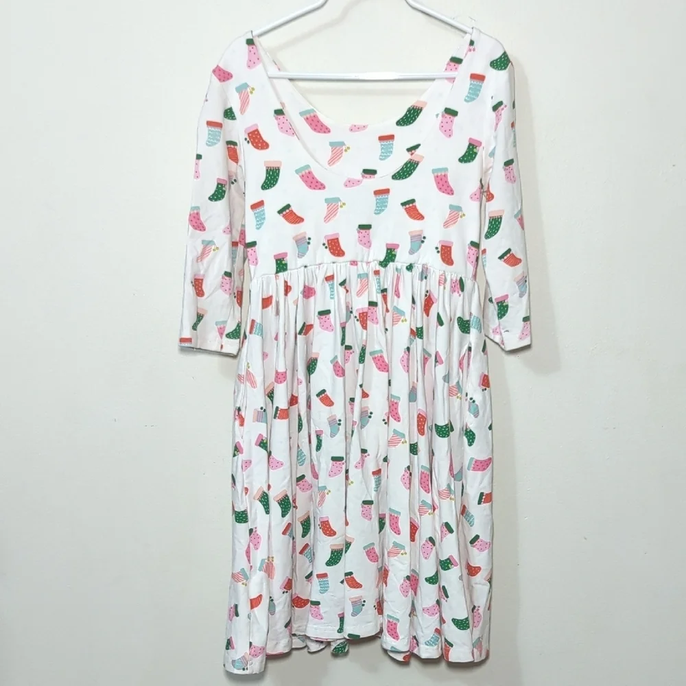 Ollie Jay Christmas Stocking Print Twirl Dress Holiday Colorful Girls Size 8